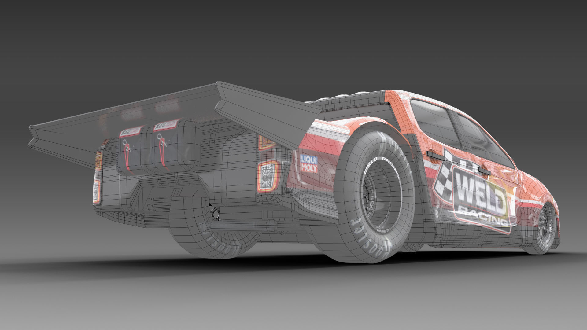 Allnew Dmax 2020 dragster space frame Low-poly 3D model_8