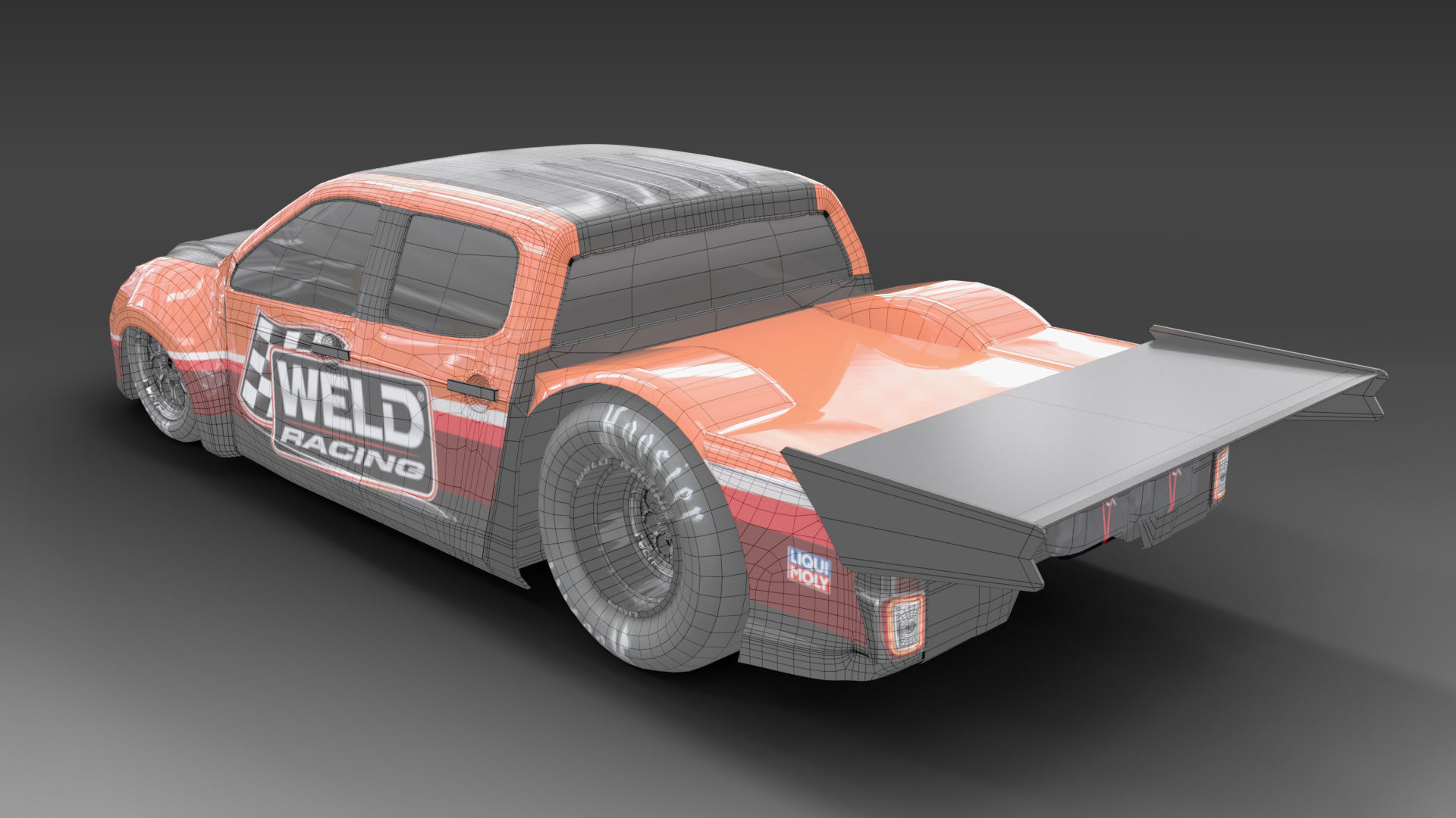 Allnew Dmax 2020 dragster space frame Low-poly 3D model_7