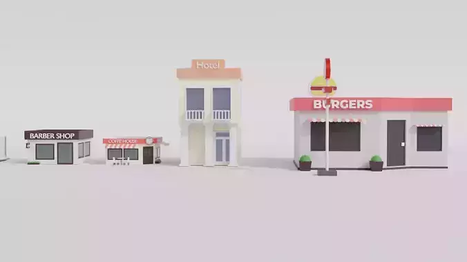 Low Poly BUildings group of