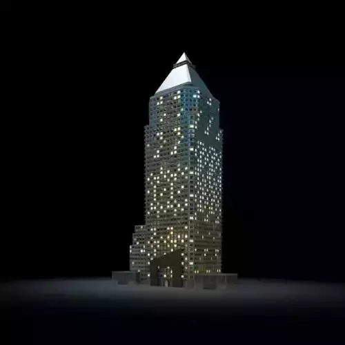 Lighed Night Time Skyscraper 3D model