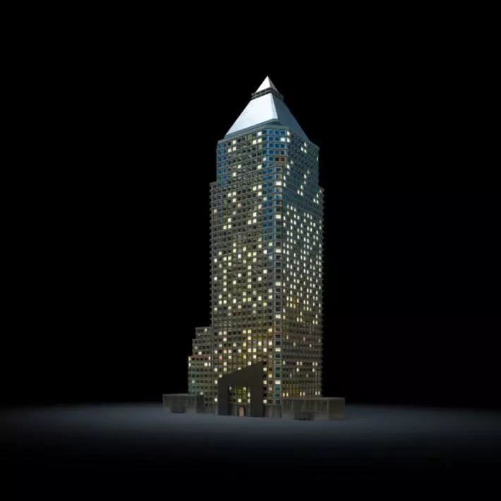Lighed Night Time Skyscraper 3D model_0