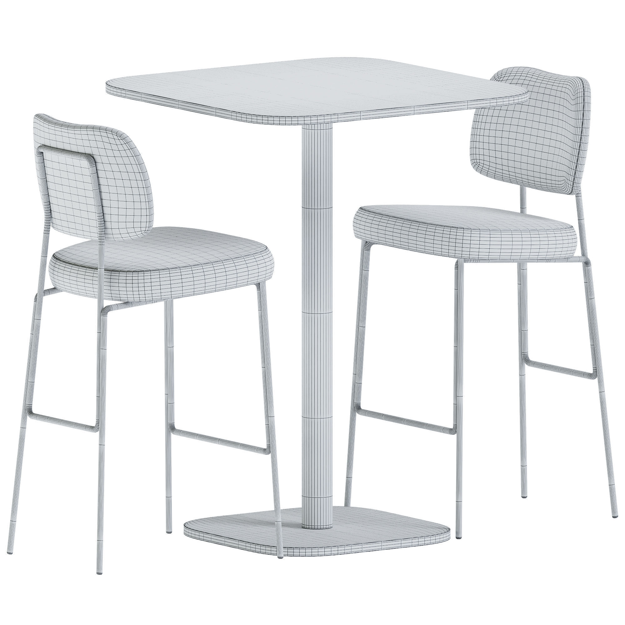 High Foot Table and Kapoor Bar Chair by Annud 3D model_5