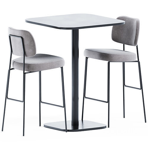 High Foot Table and Kapoor Bar Chair by Annud 3D model