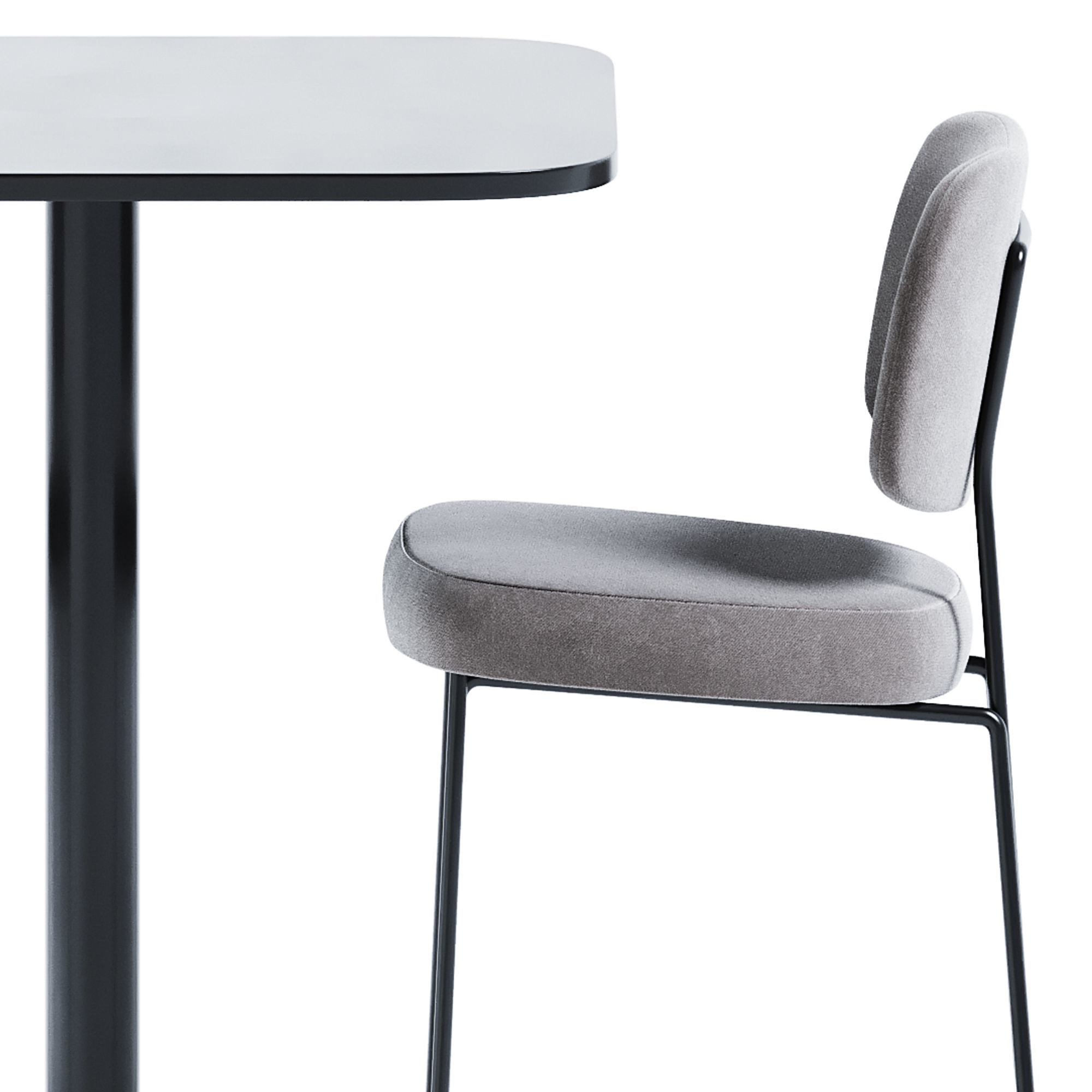 High Foot Table and Kapoor Bar Chair by Annud 3D model_4