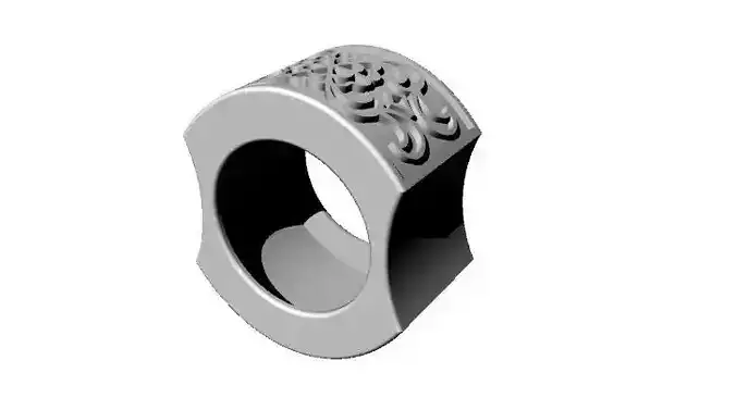 Wide enamel ring with floral ornament