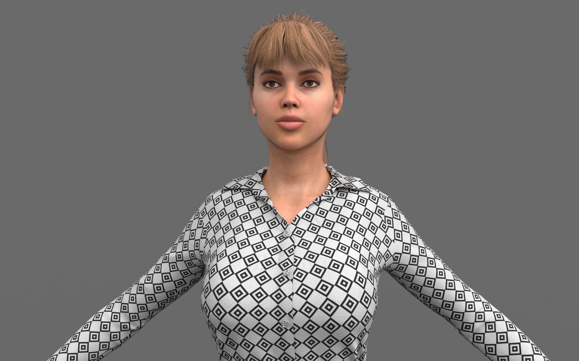 Office Girl Low-poly 3D model_6