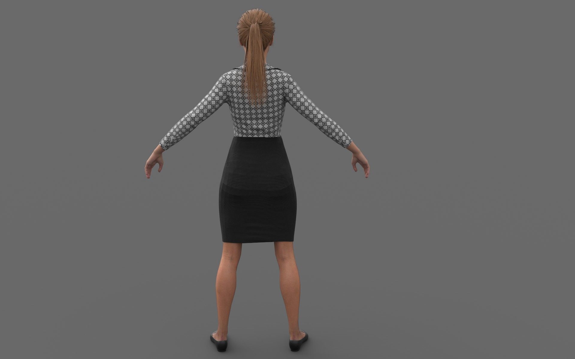 Office Girl Low-poly 3D model_3