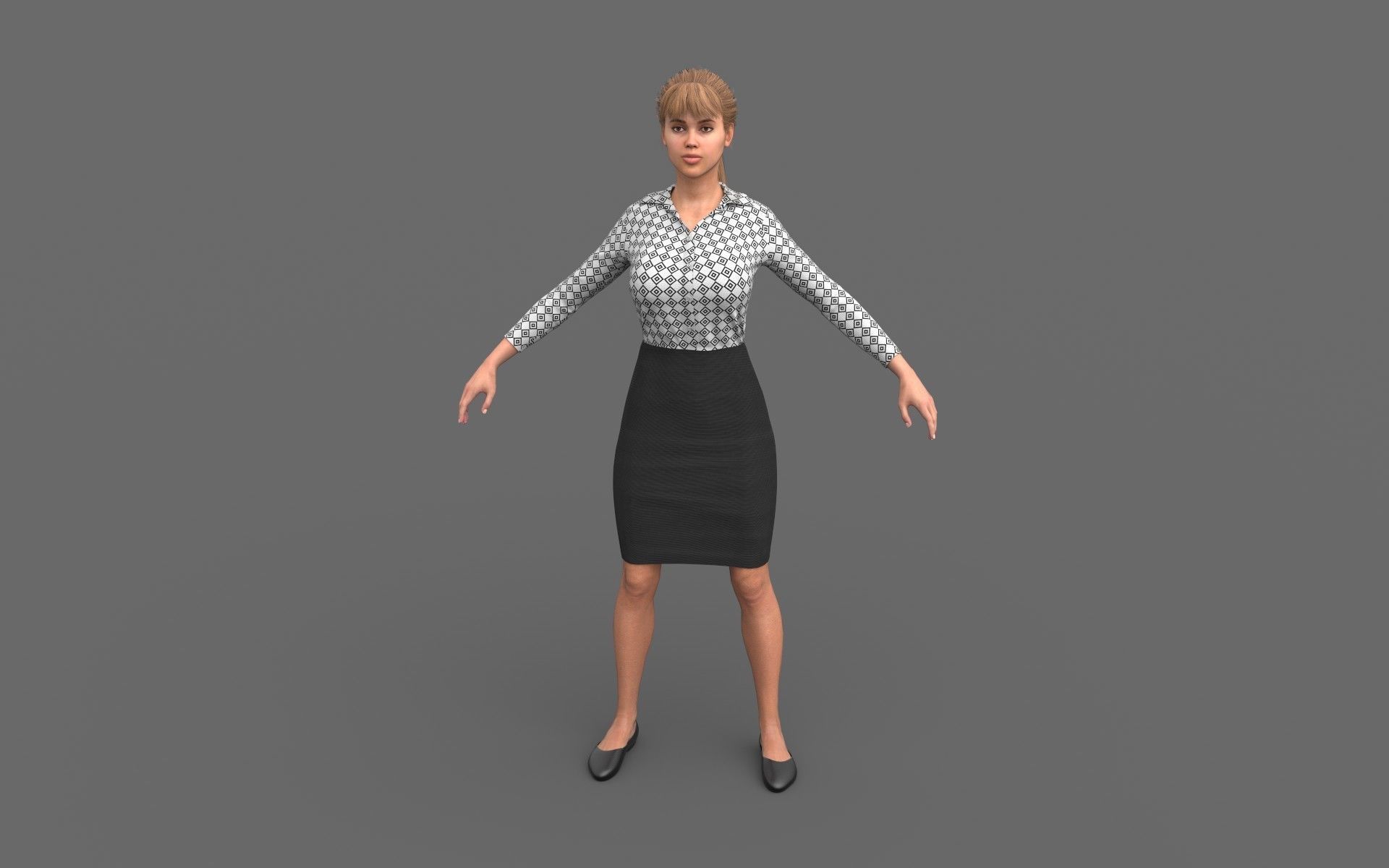 Office Girl Low-poly 3D model_1