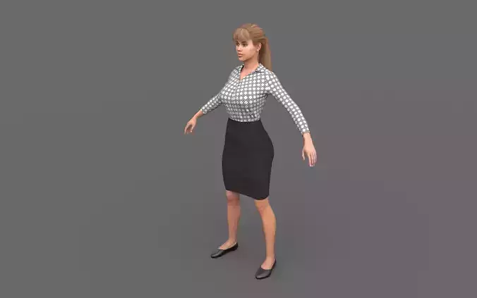 Office Girl Low-poly 3D model