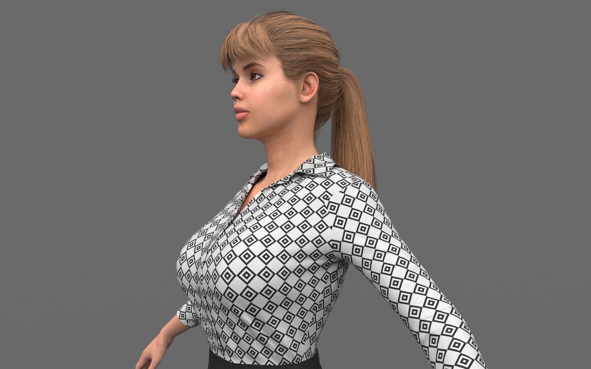 Office Girl Low-poly 3D model_5