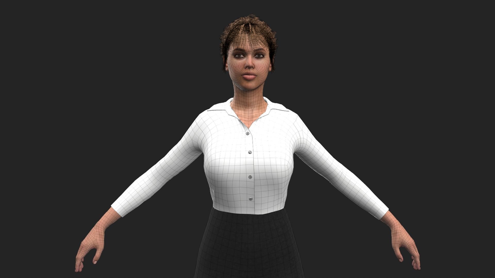 Office Girl Low-poly 3D model_9
