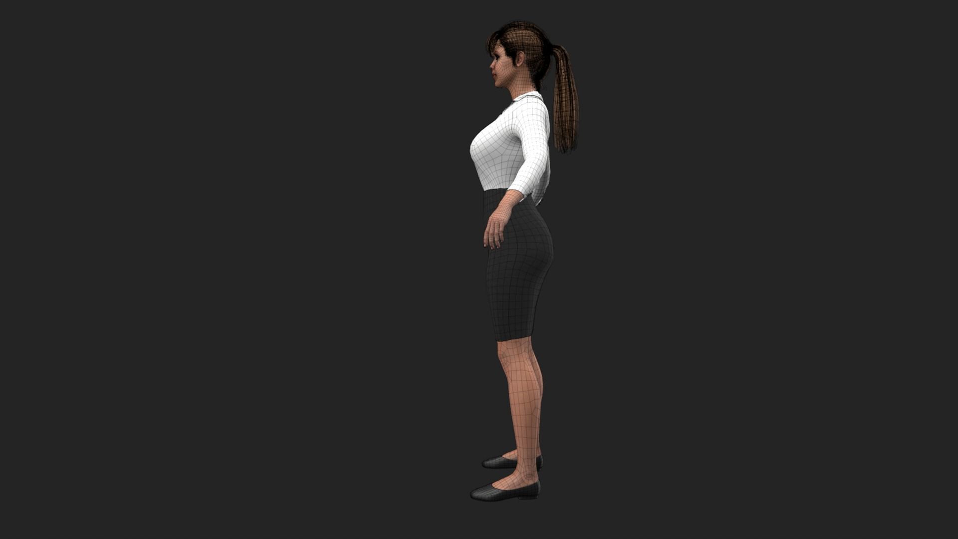 Office Girl Low-poly 3D model_10