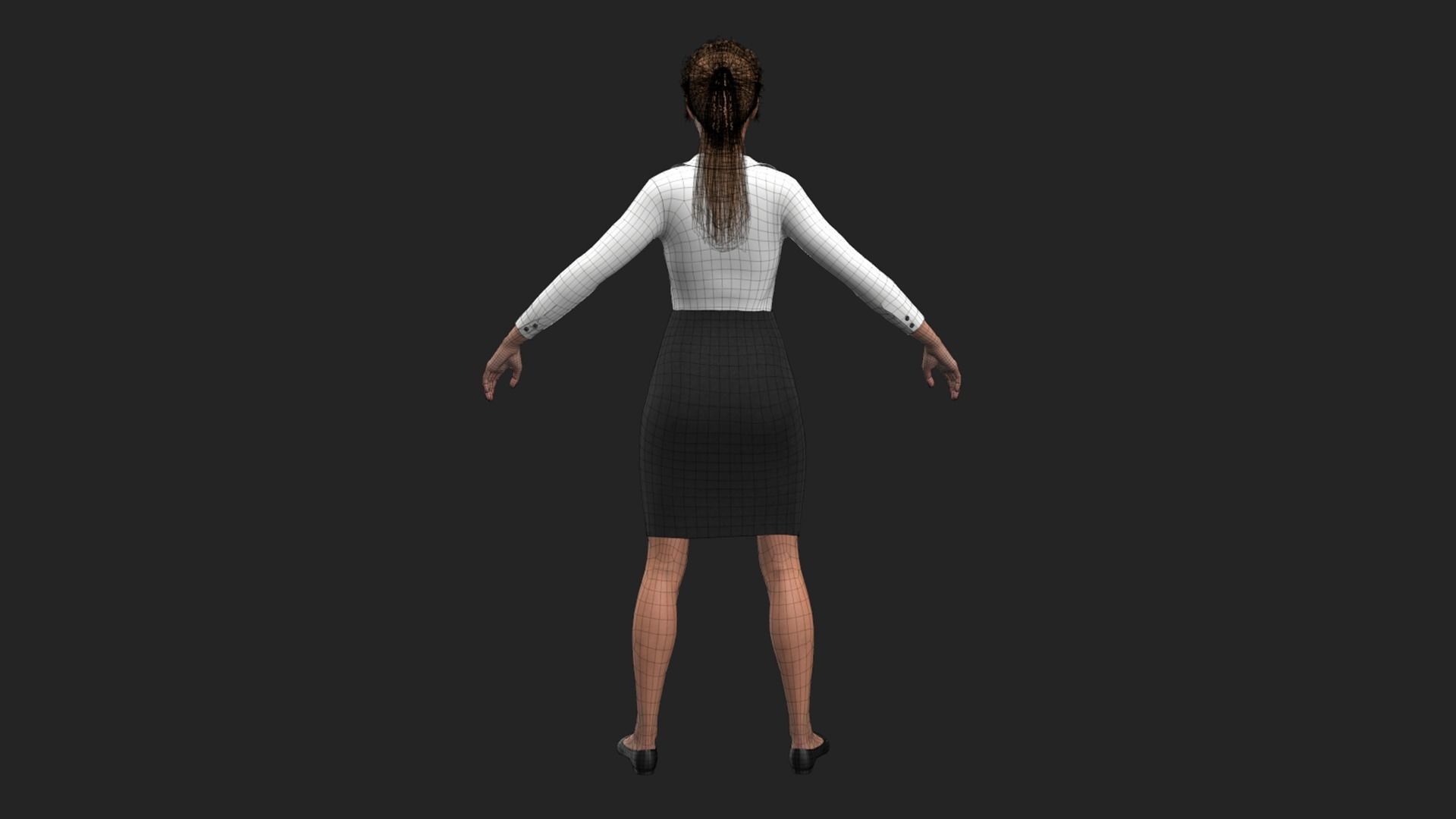 Office Girl Low-poly 3D model_11