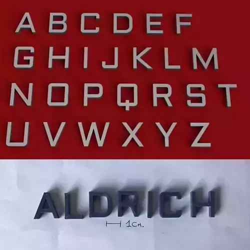 ALDRICH uppercase and lowercase 3D Letters STL FILE