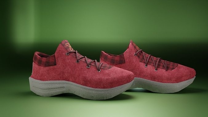 Sneakers red WL low poly 3D model with PBR Low-poly 3D model
