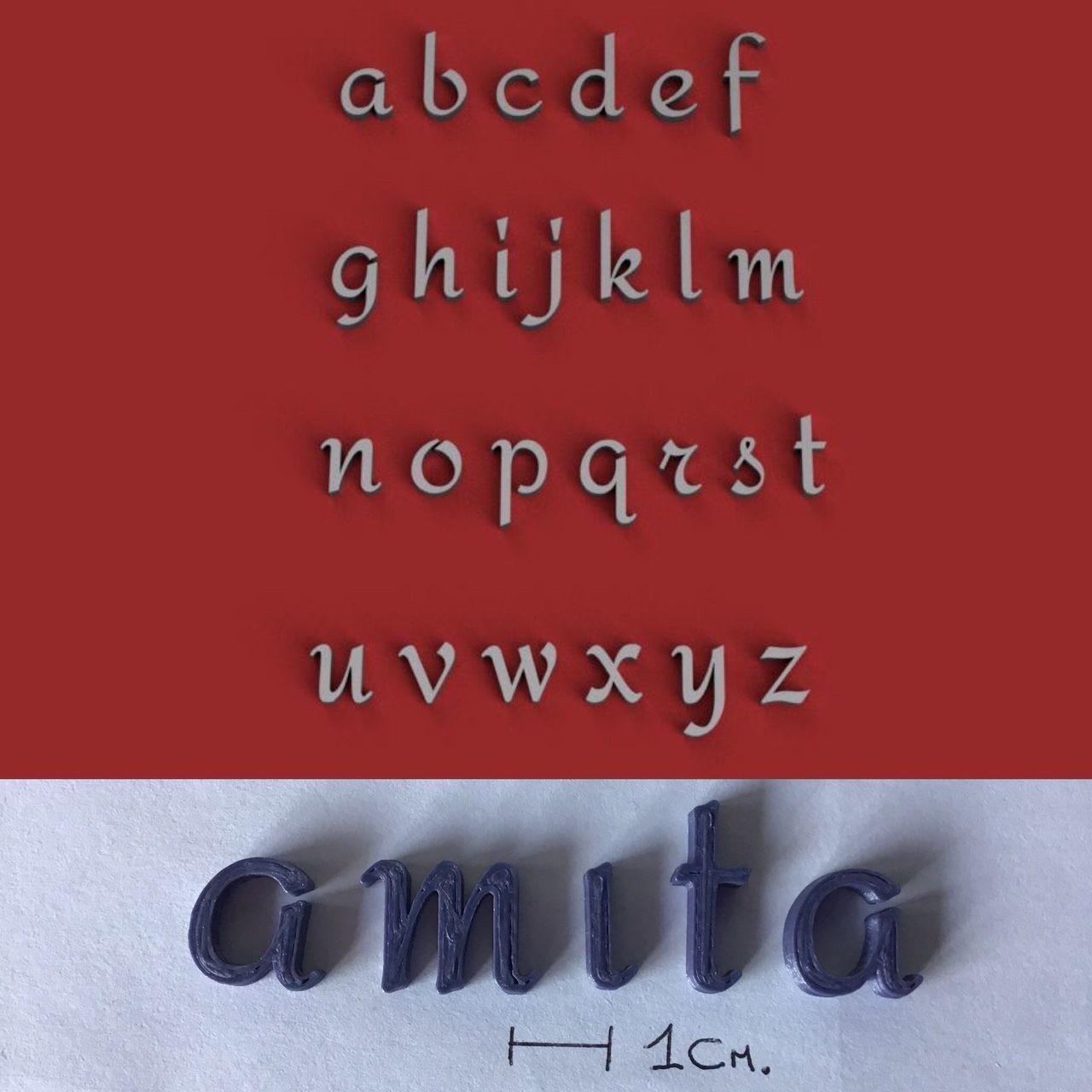 AMITA uppercase and lowercase 3D Letters STL FILE 3D print model_1