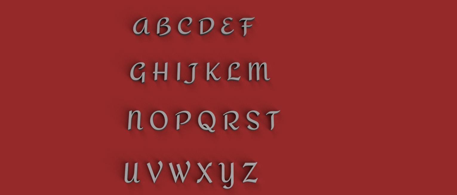 AMITA uppercase and lowercase 3D Letters STL FILE 3D print model_8