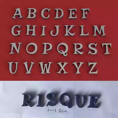 RISQUE uppercase and lowercase 3D Letters STL FILE