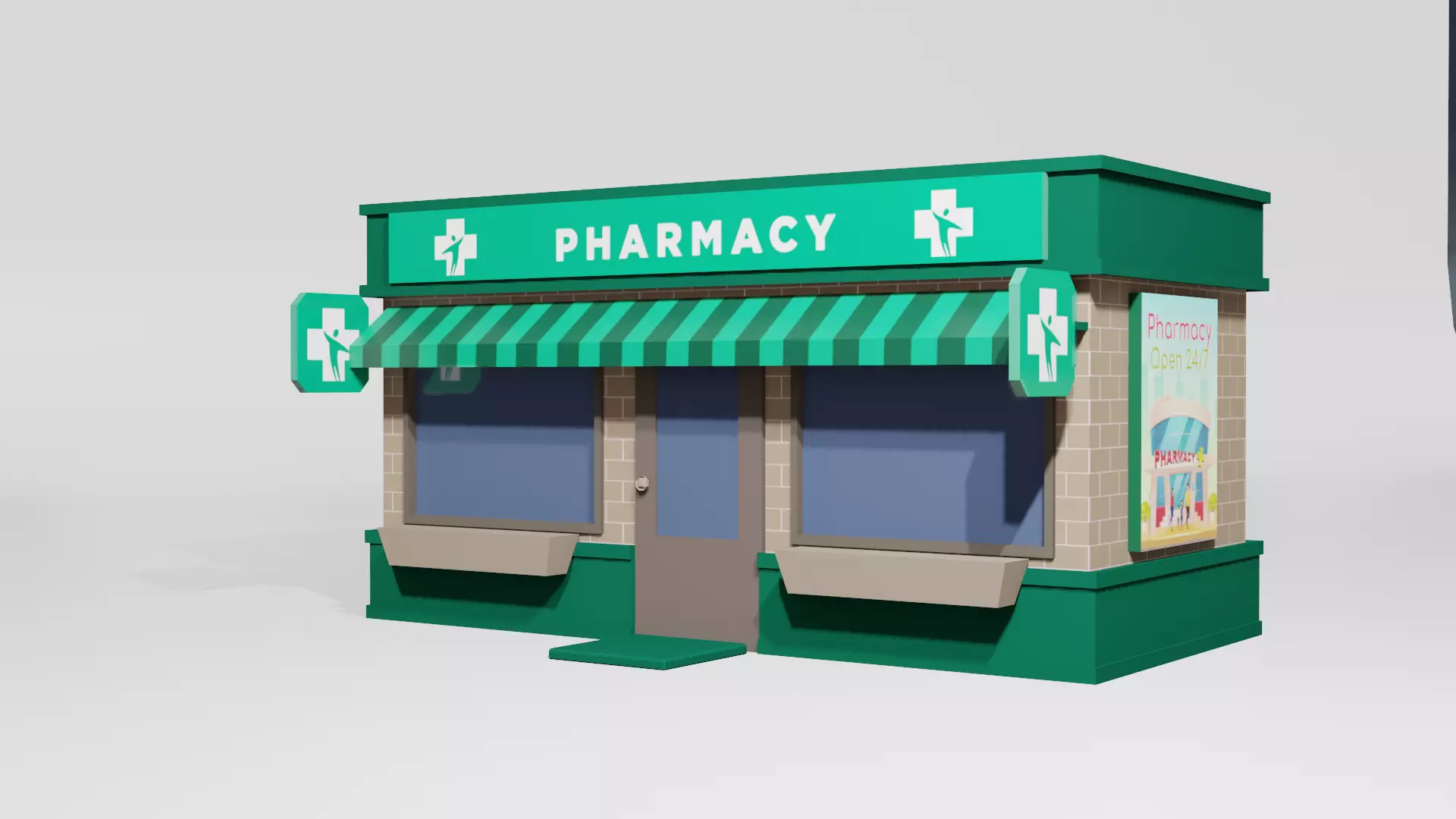 pharmacy shop Low-poly 3D model_0