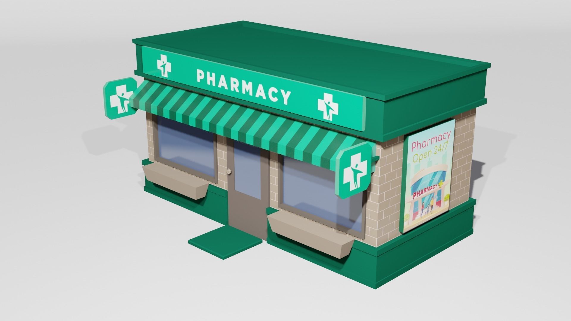 pharmacy shop Low-poly 3D model_1