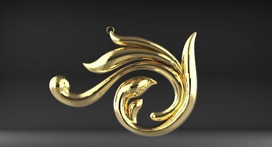 SCROLLING DESIGN PENDANT 3D CAD 3D print model_1