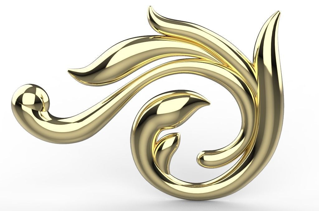 SCROLLING DESIGN PENDANT 3D CAD 3D print model_3