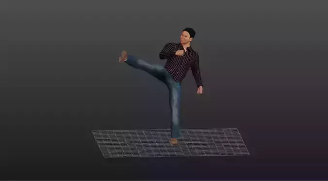 Asian Fighter man  Low-poly 3D model