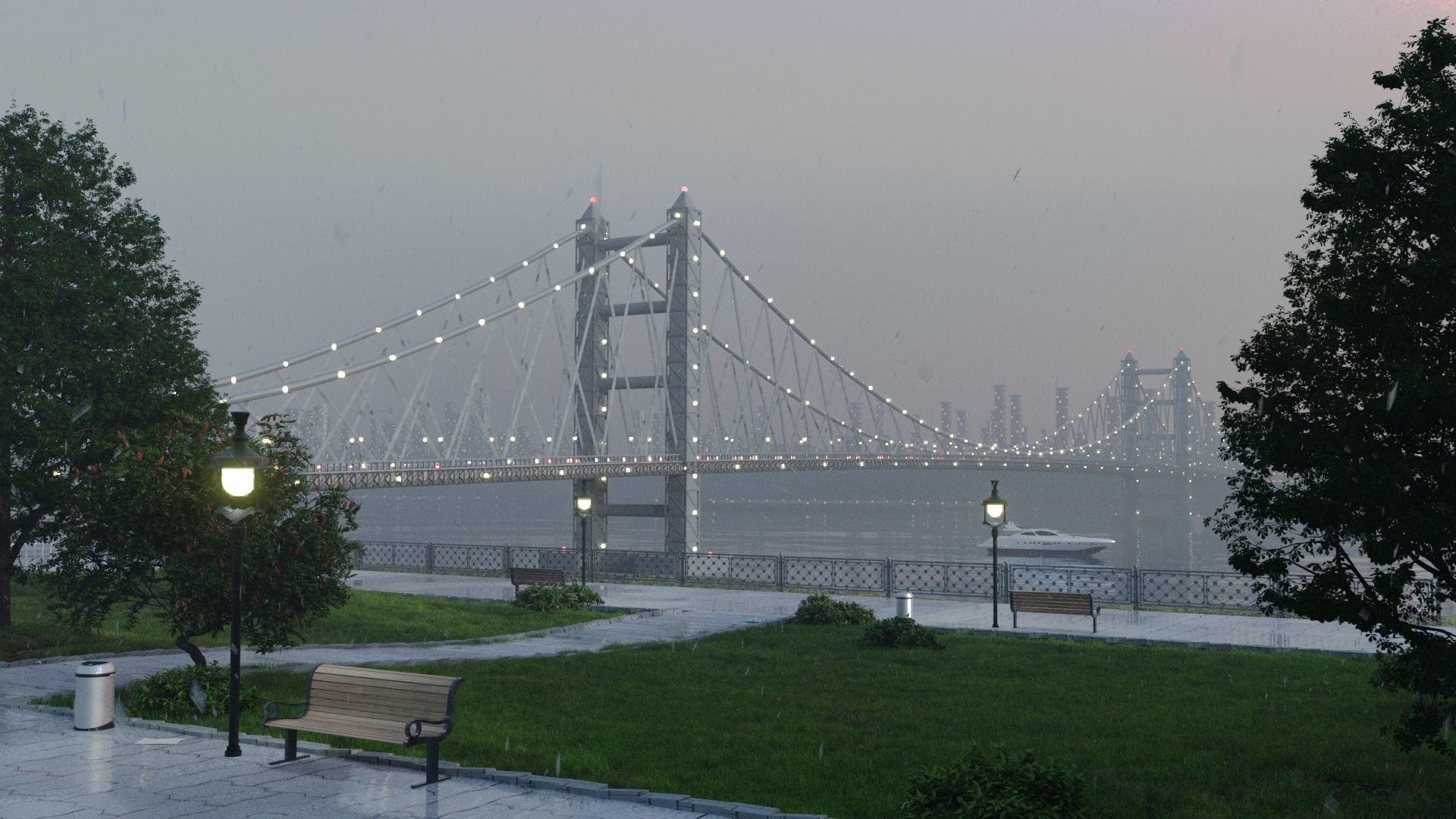 Suspension Bridge Free 3D model_1