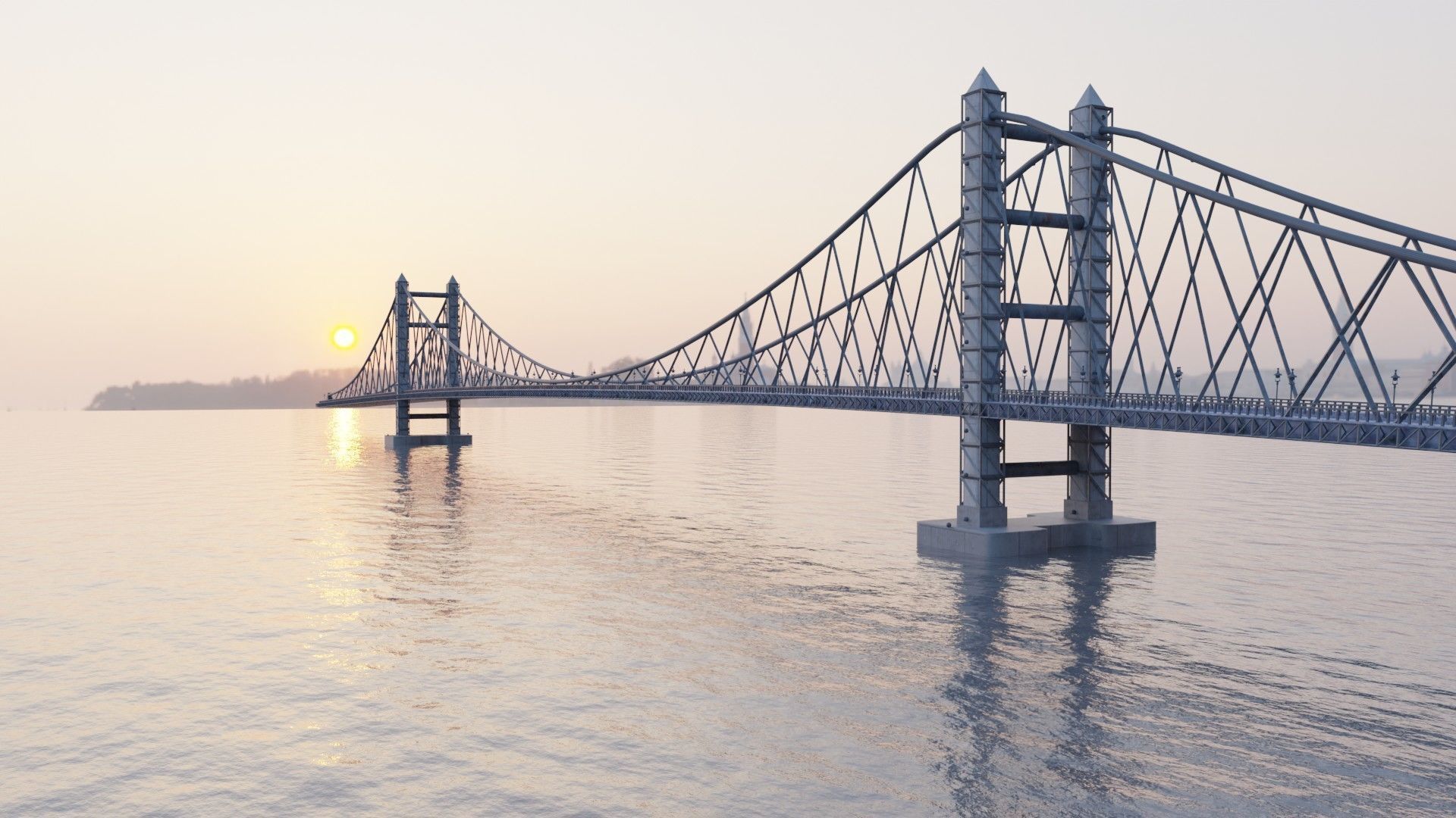 Suspension Bridge Free 3D model_3