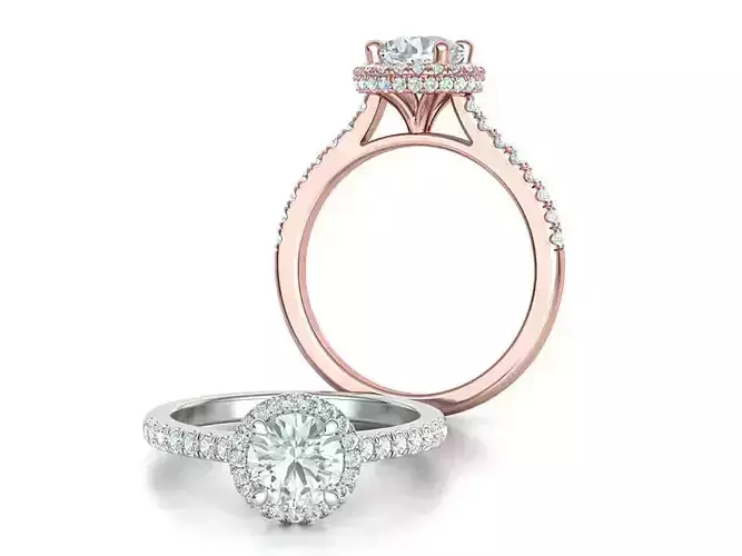 Halo Engagement Ring 1ct Stone Round halo 3dmodel 3D print model