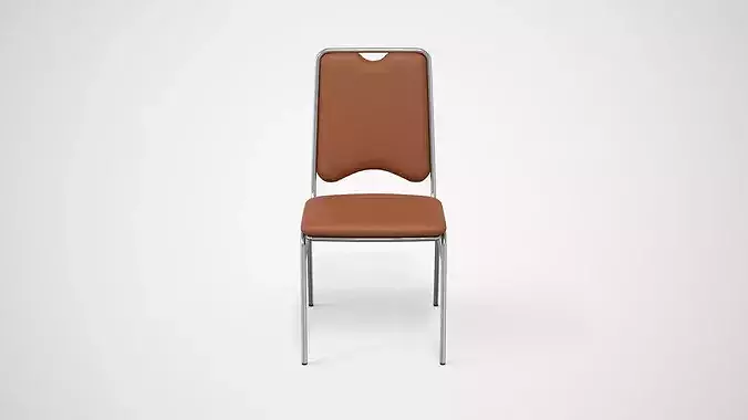 Contract Dining Chair brown leather Low-poly 3D model 6