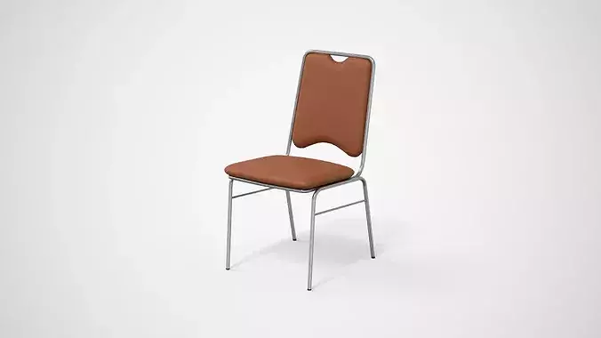 Contract Dining Chair brown leather Low-poly 3D model 3