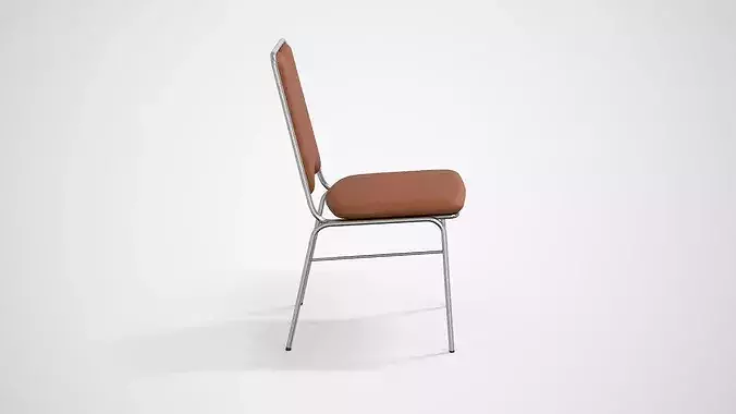 Contract Dining Chair brown leather Low-poly 3D model 2