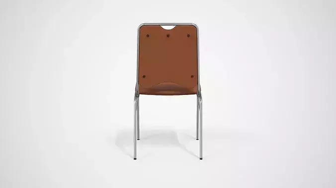 Contract Dining Chair brown leather Low-poly 3D model 5