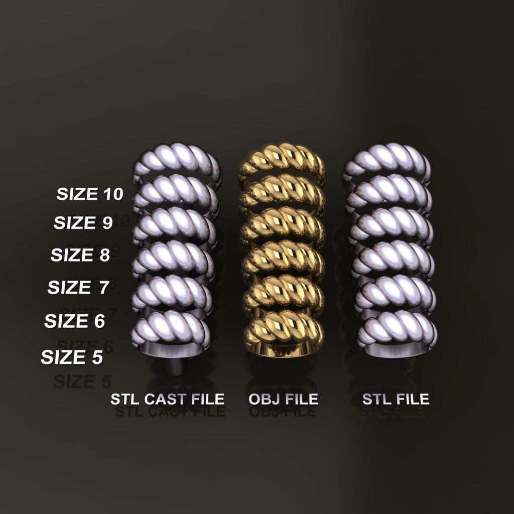 Croissant Ring Band Mix Size 3D print model_2