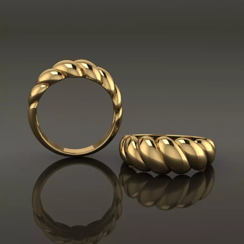 Croissant Ring Band Mix Size 3D print model_0