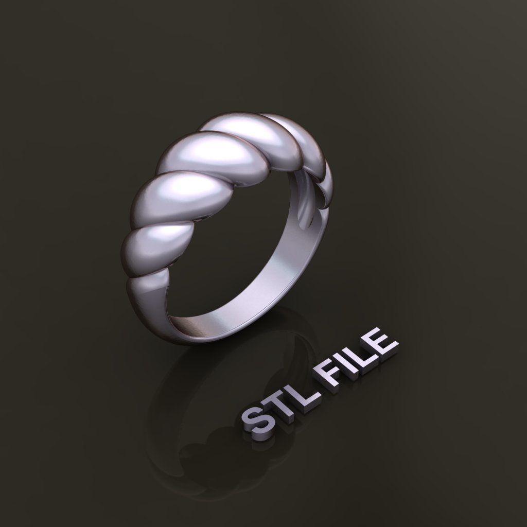 Croissant Ring Band Mix Size 3D print model_10
