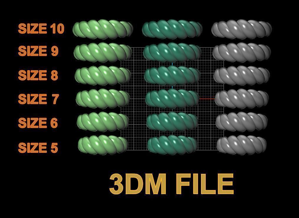 Croissant Ring Band Mix Size 3D print model_3