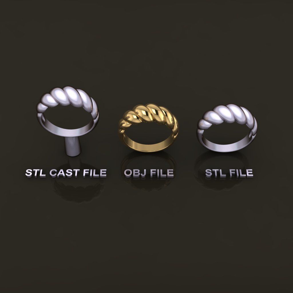 Croissant Ring Band Mix Size 3D print model_4