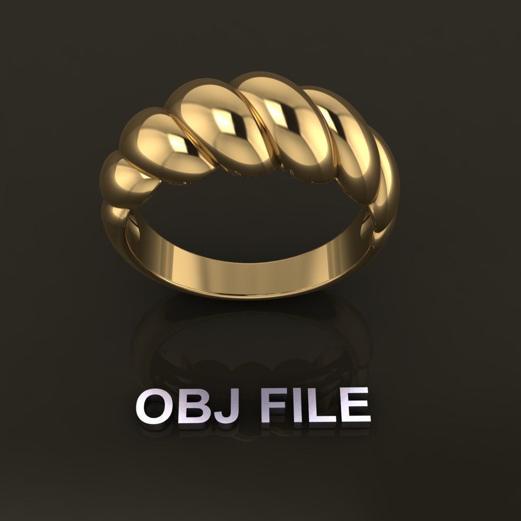 Croissant Ring Band Mix Size 3D print model_9