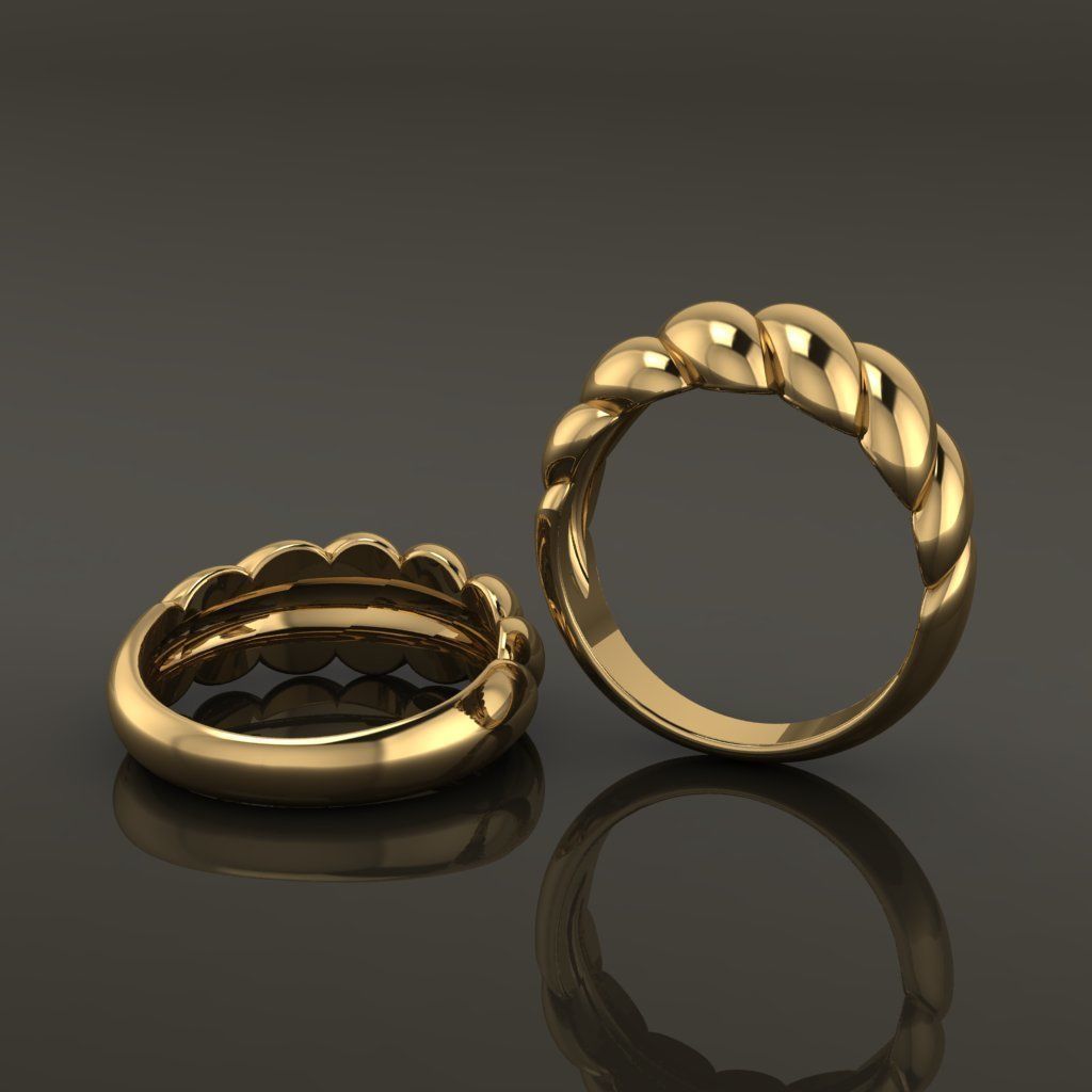 Croissant Ring Band Mix Size 3D print model_1