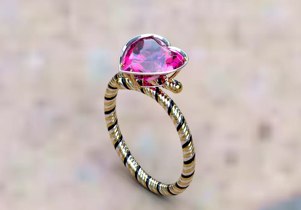 Ring 3D Printable modern heart lovely 3D print model