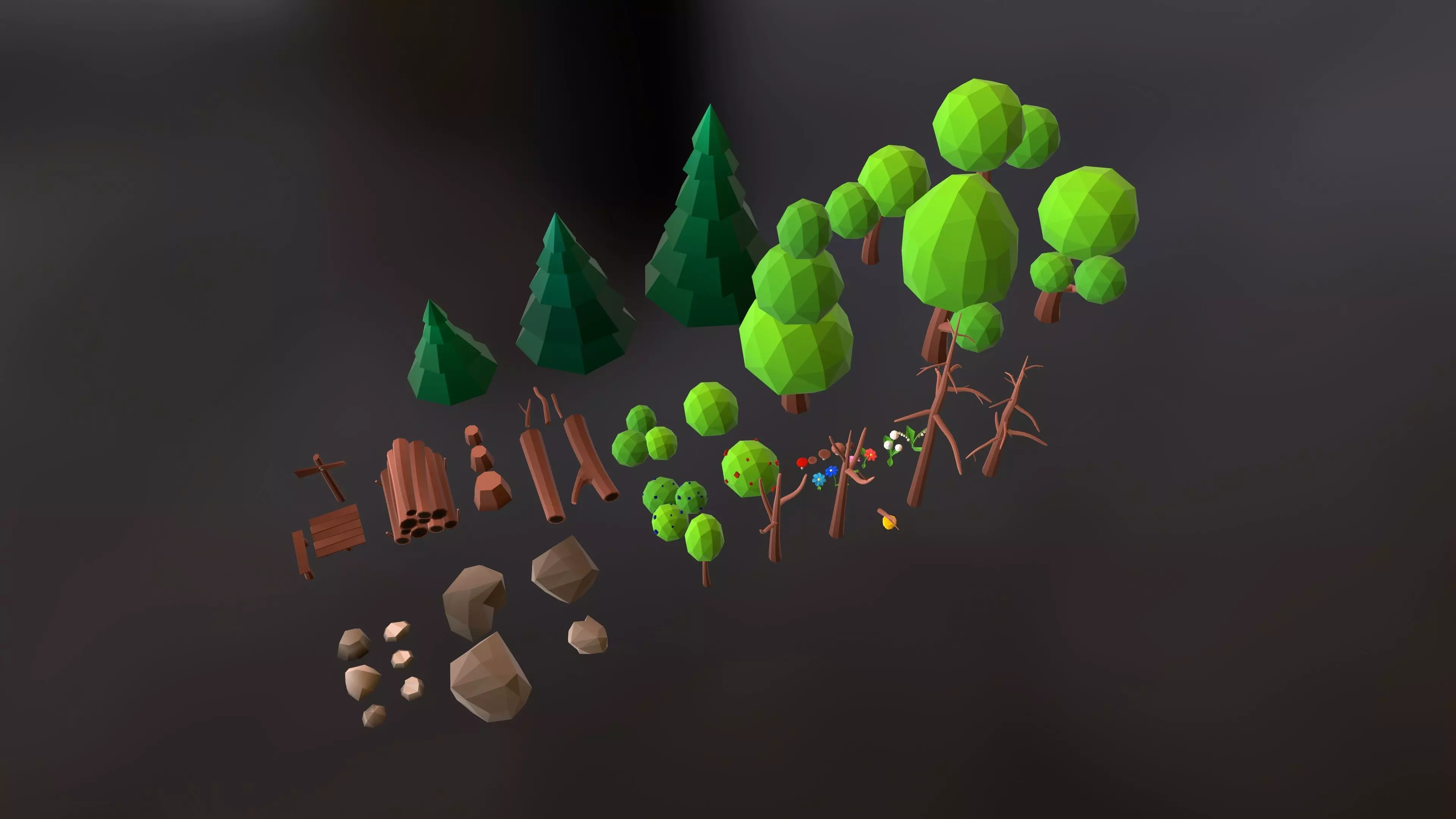 Lowpoly Forest Pack Low-poly 3D model