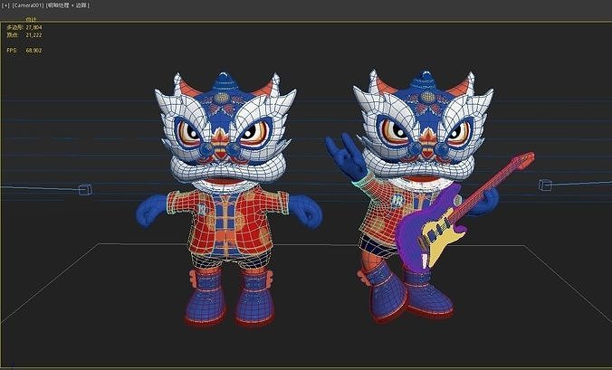Dancing Lion Low-poly 3D model