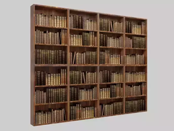 Bookshelf Bookcase Library Low-poly 3D model