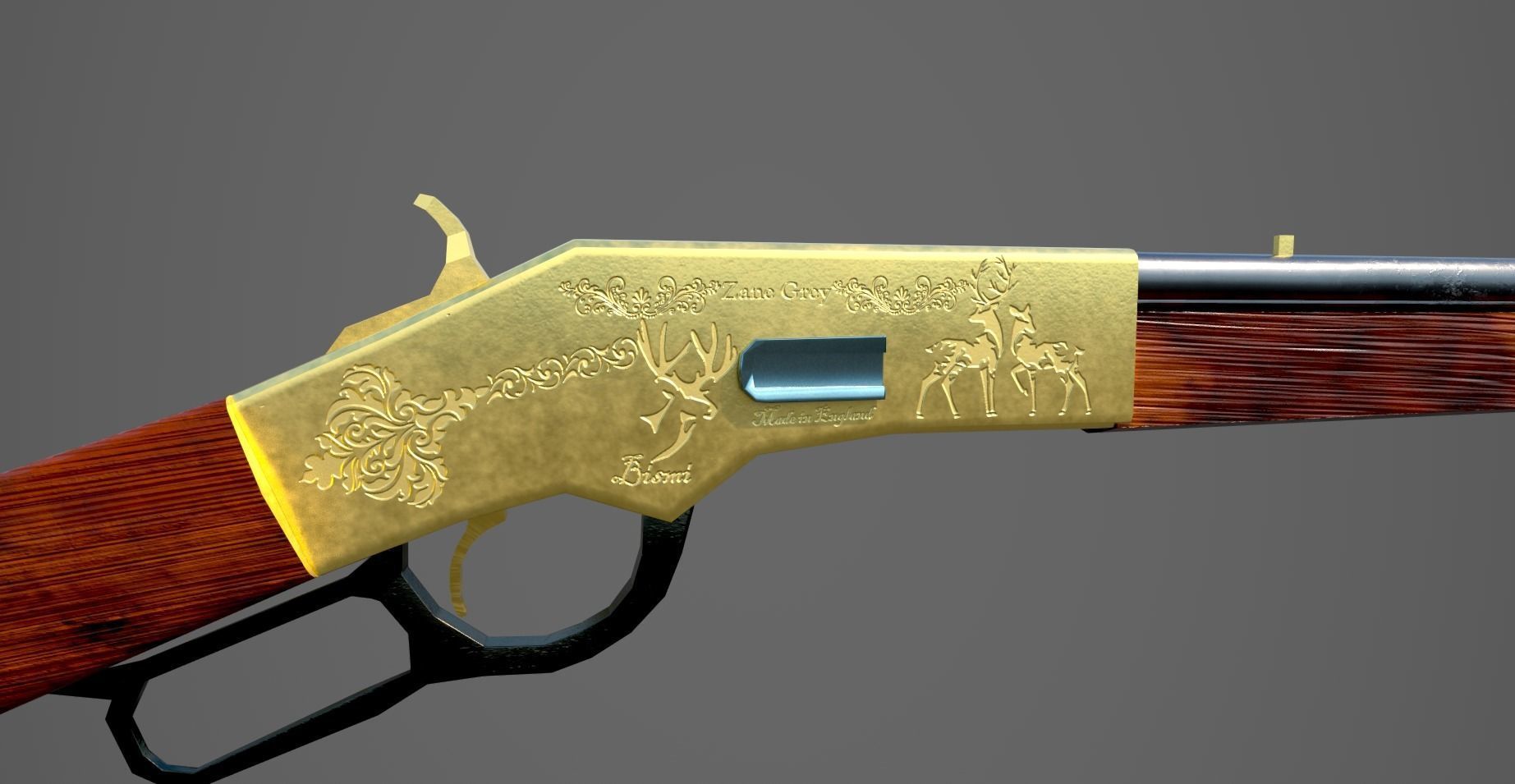 Winchester Rifle Low-poly 3D model_19