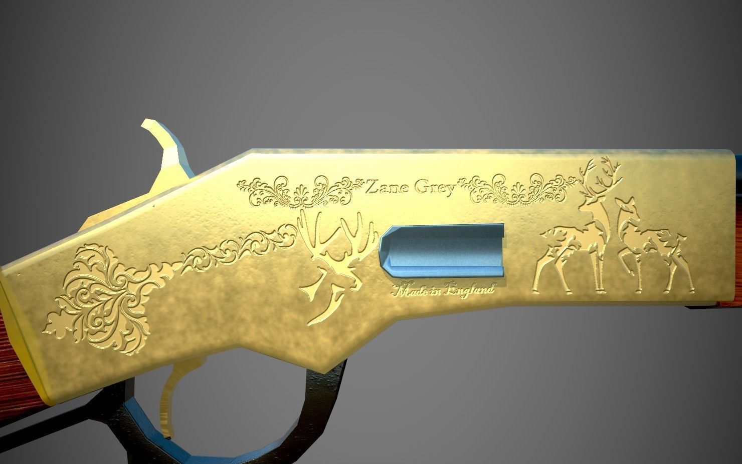 Winchester Rifle Low-poly 3D model_1