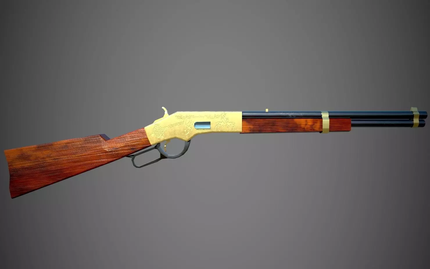 Winchester Rifle Low-poly 3D model_0