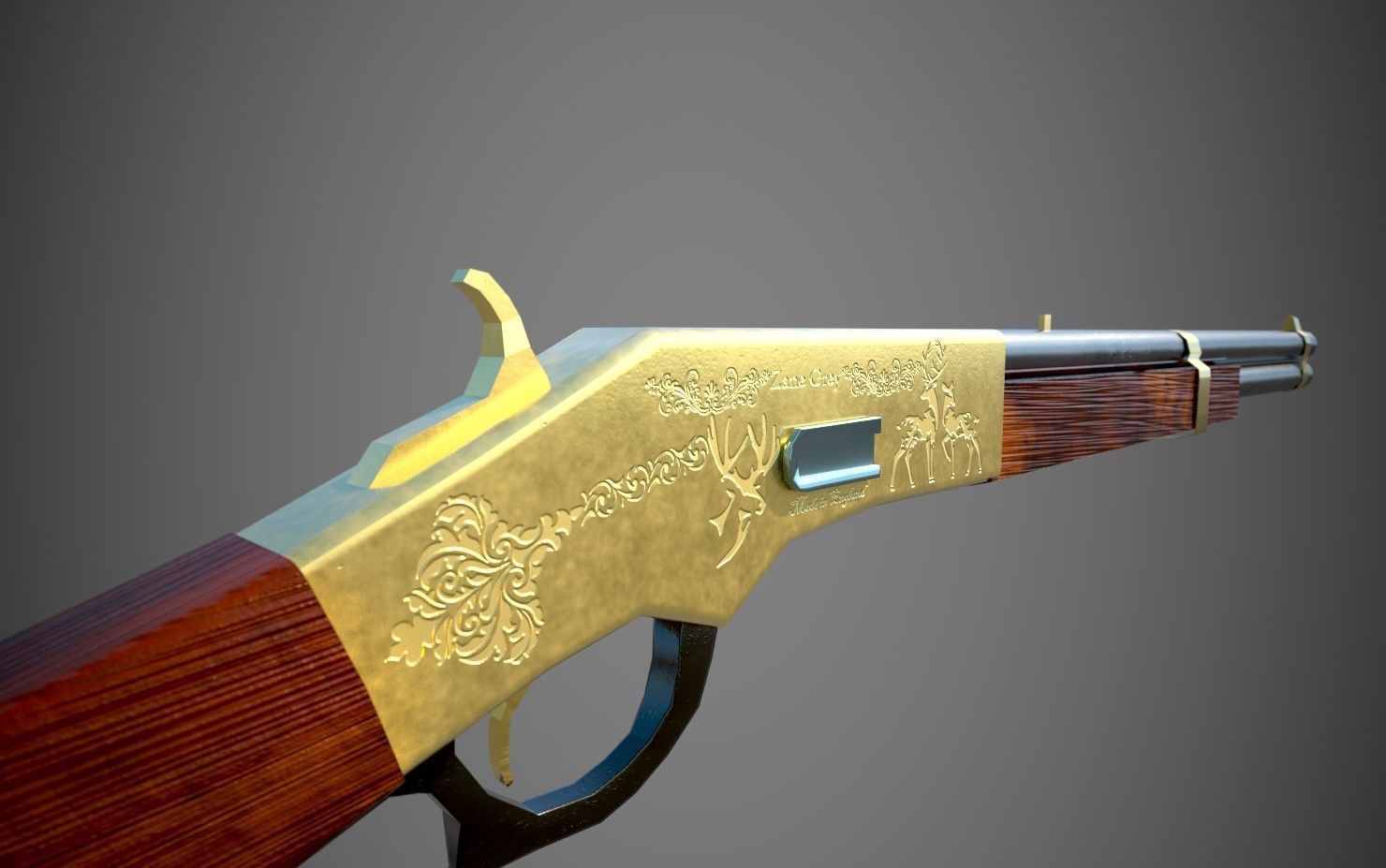 Winchester Rifle Low-poly 3D model_12