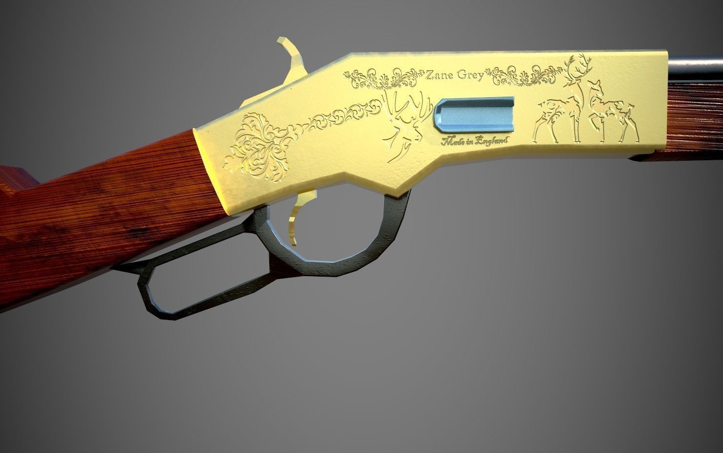 Winchester Rifle Low-poly 3D model_11